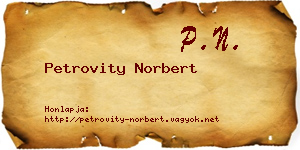 Petrovity Norbert névjegykártya