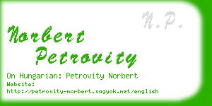 norbert petrovity business card